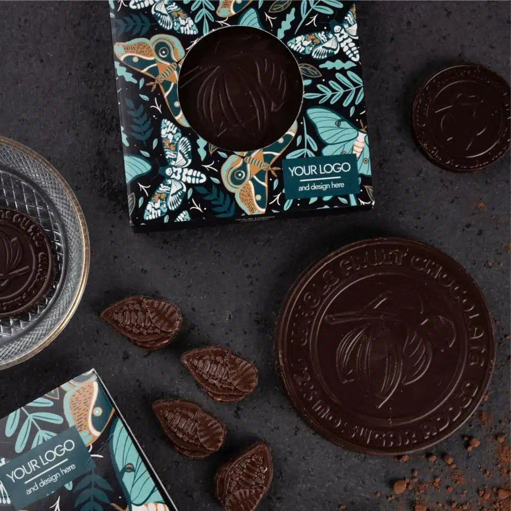 Branded chocolate medallions — event giveaways produced inside the EU