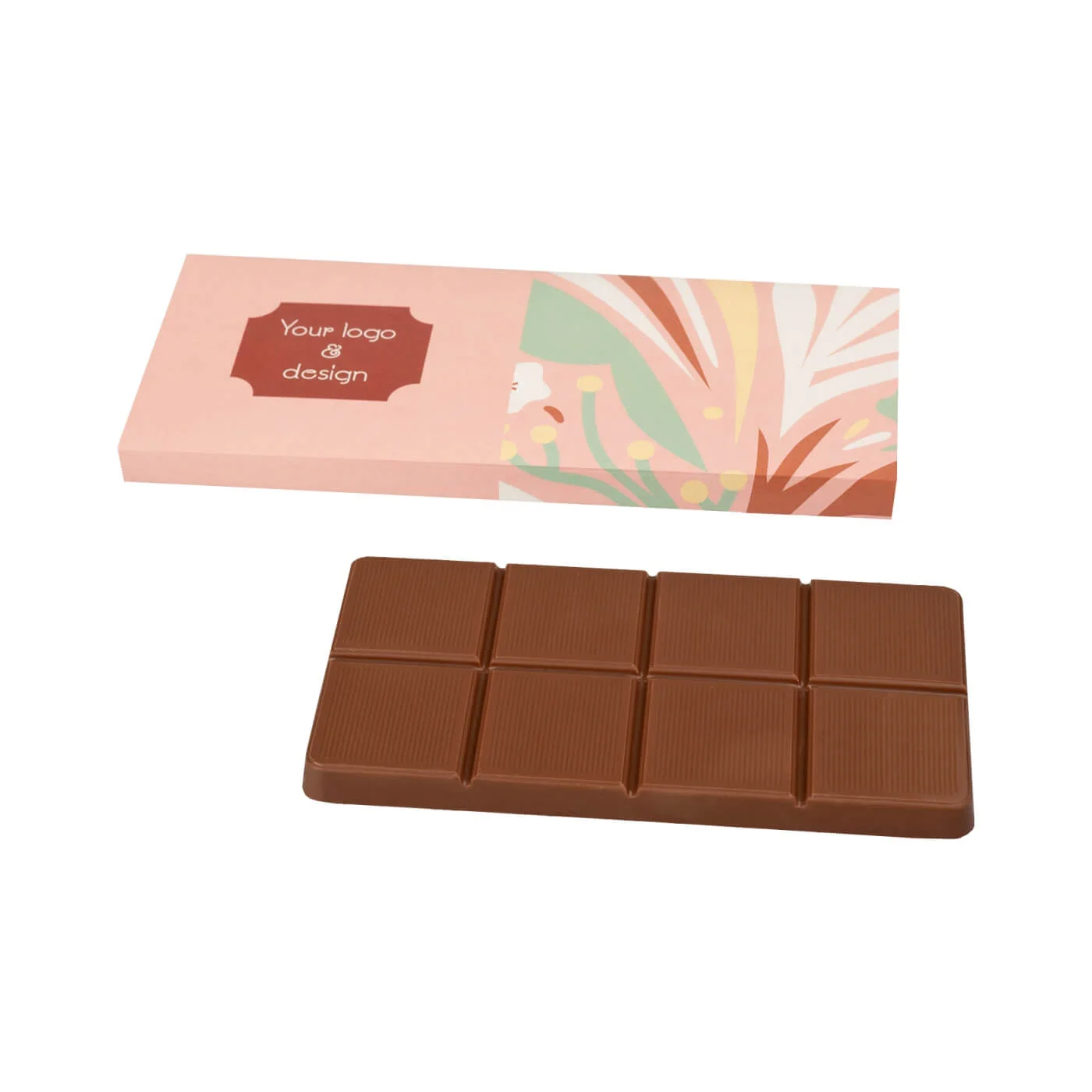Wrapped branded chocolate bar showing the packaging panel where EU labelling appears
